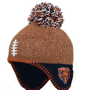 Baby Chicago Bears Football Head Knit Hat with Pom